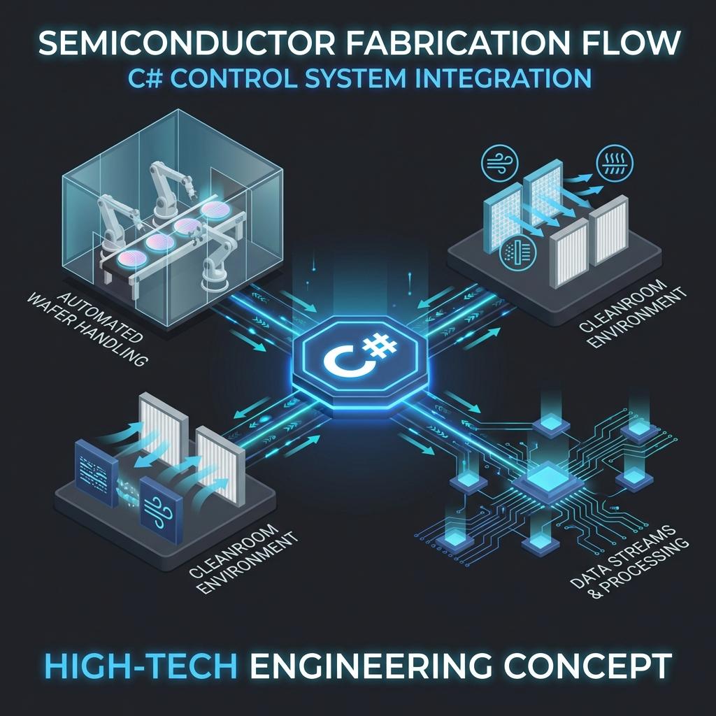 Futuristische Darstellung einer Halbleiter-Fabrik