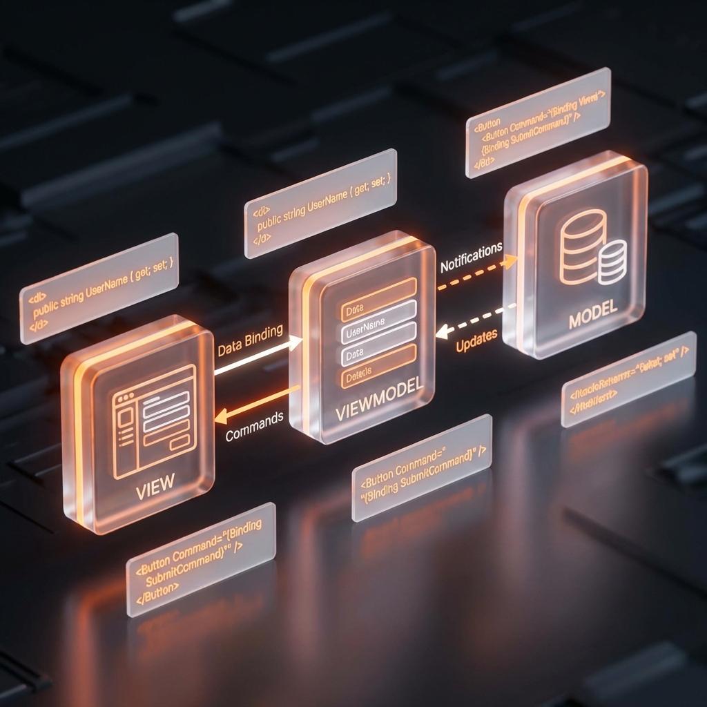 Schema der MVVM Software Architektur